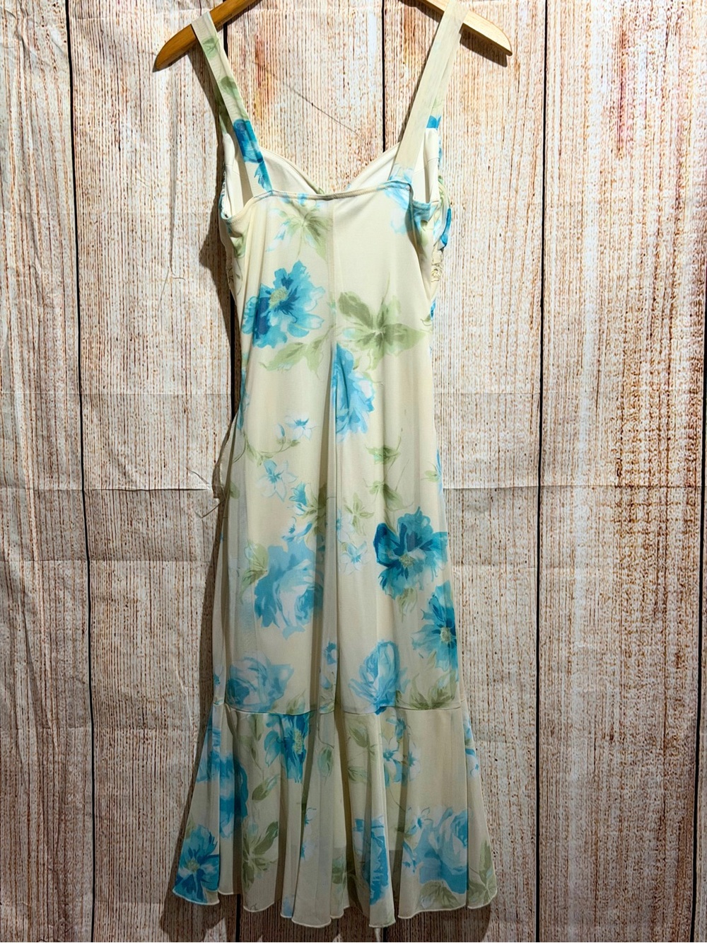 City Triangles Cream Dress with Blue Floral Print - Picture 2 of 4